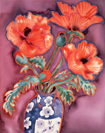 Poppies in Chinese Vase by Lillian Delevoryas